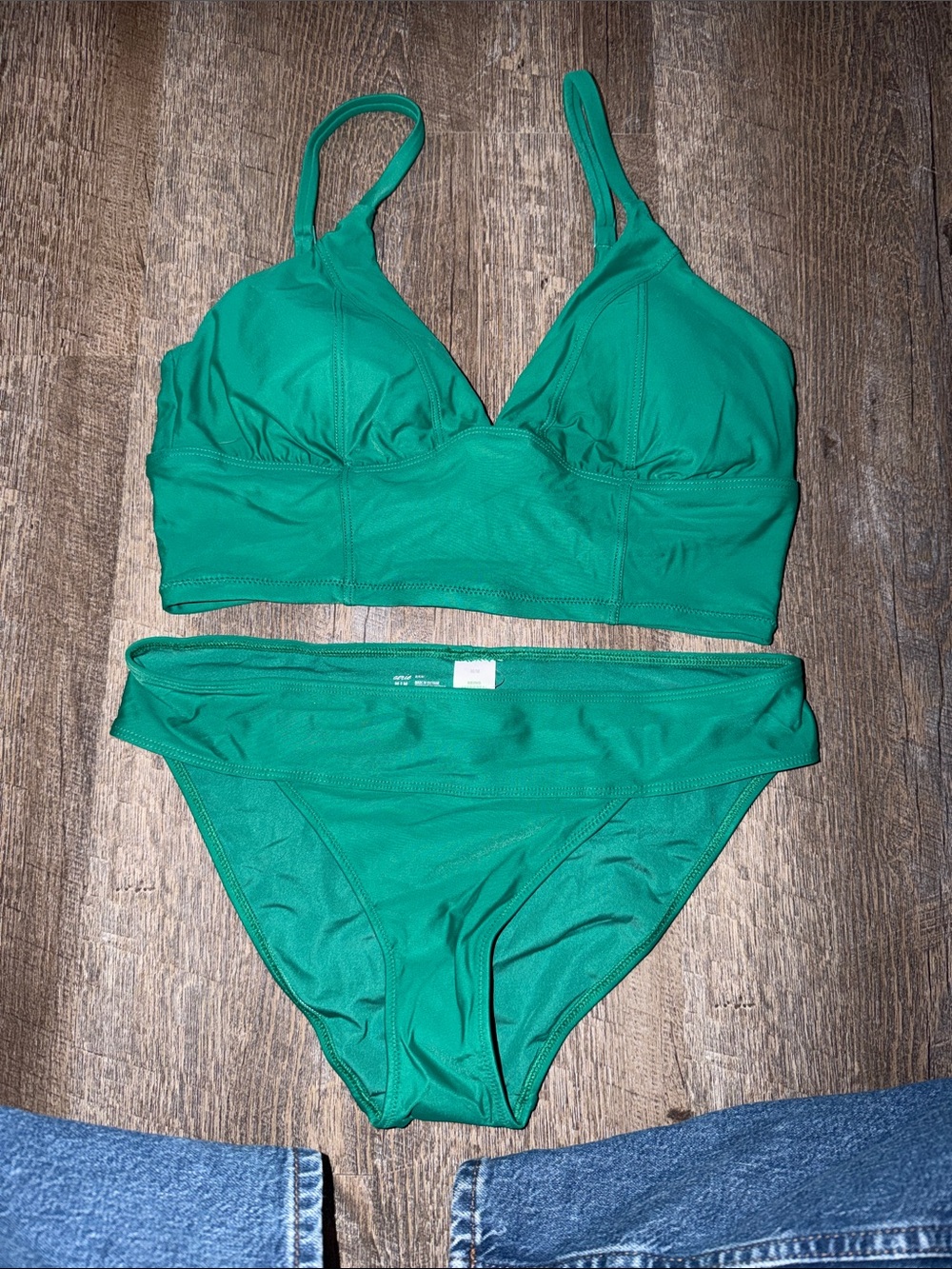 aerie Emerald Green Two-Piece Bikini Set - Bralette Top & Classic Bottoms